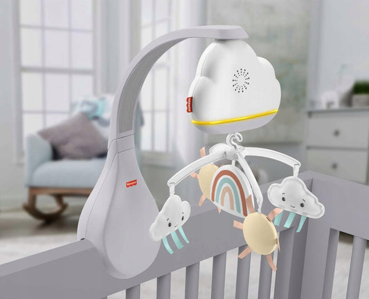 FISHER PRICE móvil para cuna 2en1 con sensor de ruido y lámpara de noche para mesa