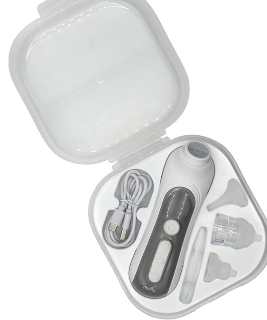 NUVITA Nasensauger mit Licht und Musik + 3 Aufsätze, Etui und Pinzette