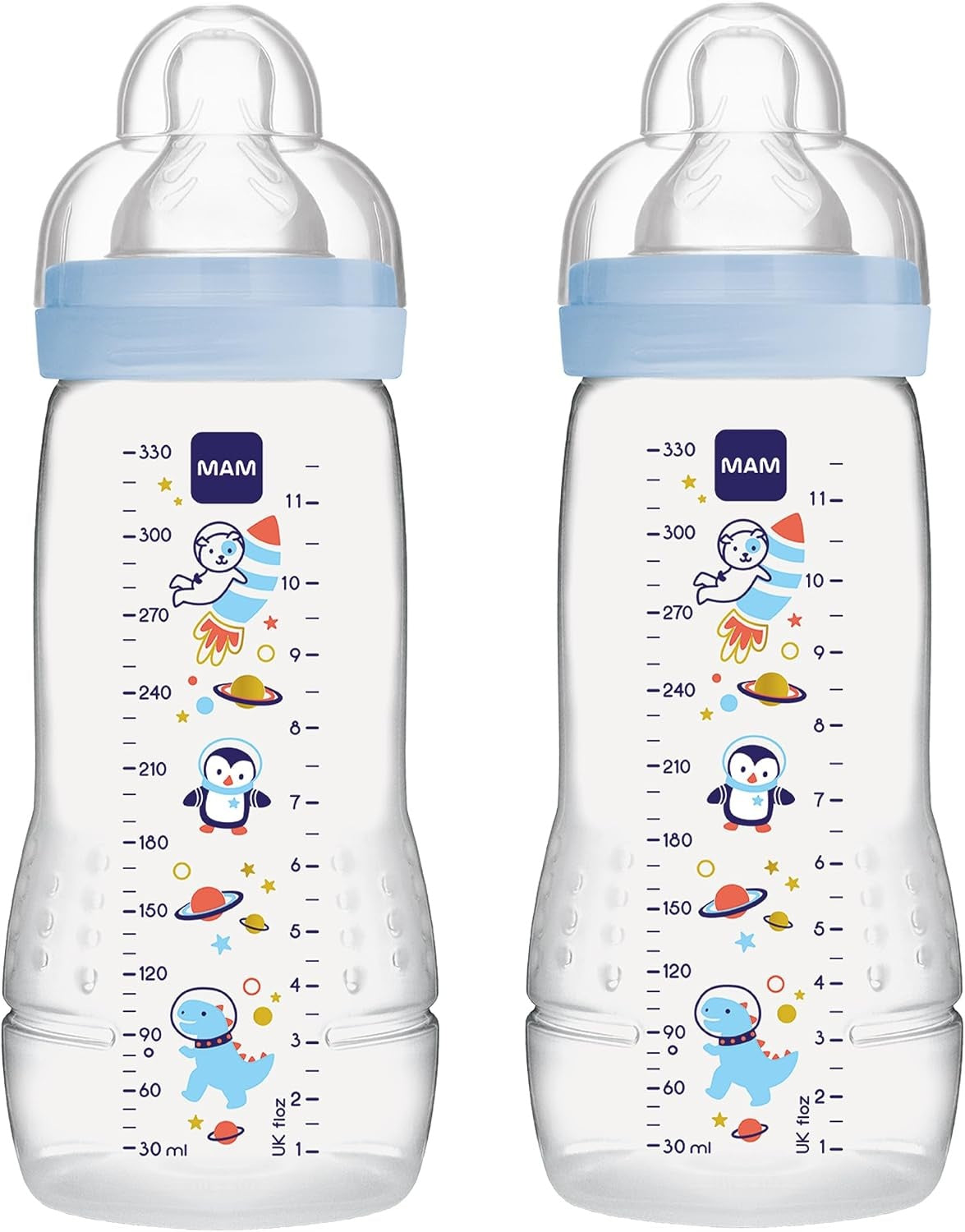 MAM Easy Active Flaschenset 2x 330 ml ab 4 Monaten, Sauger 2 KOSMOS