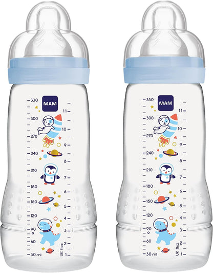 MAM Easy Active Flaschenset 2x 330 ml ab 4 Monaten, Sauger 2 KOSMOS