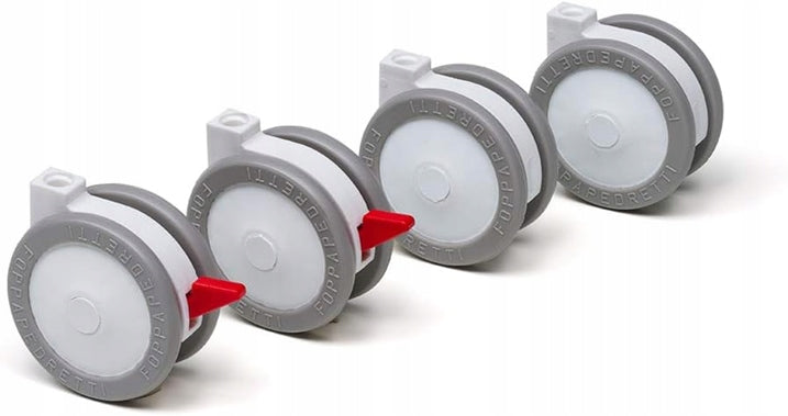FOPPAPEDRETTIcot wheel setpins not included4 pcs includedcolour white and greywheel diameter 6 cmmaterial