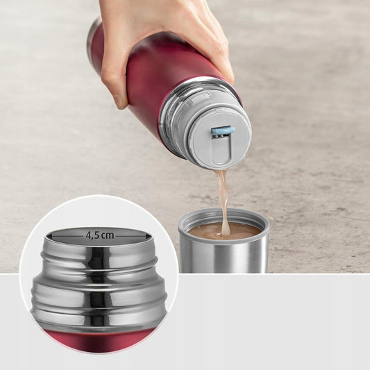 REER Colour termos ze stali nierdzewnej 450 ml, bordowy, otwór 4,5 cm, do gorących i zimnych napojów