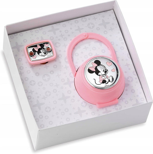 VALENTI DISNEY Minnie pouzdro na dudlík + řetízek PVD povrch (stříbro)