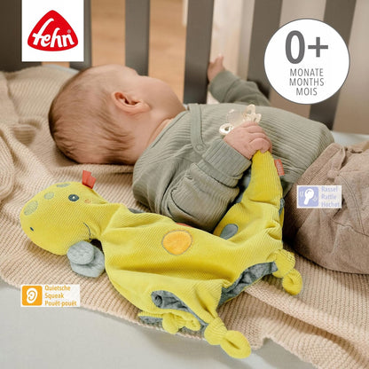 FEHN Happy Dino komfortní mazlík DINOSAURUS 30 cm držák na dudlík