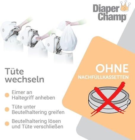 DIAPER CHAMP koš na pleny NA SÁČKY NA ODPADKY +/-50 plen