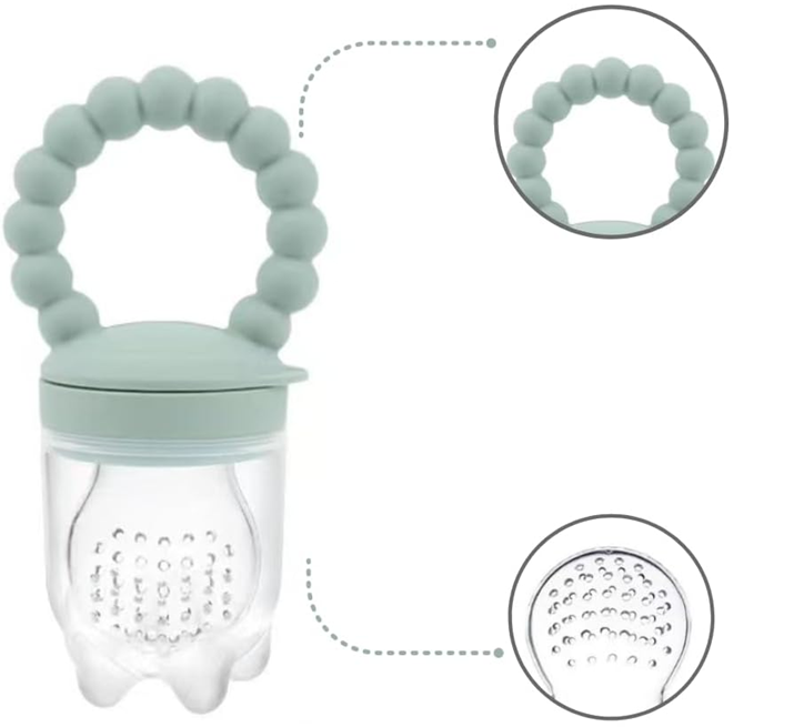 STONNYfruit teether x2, teaspoons x2age 3-24 mcolours green and beigewidth of teether 5.5 cm, length 10.5
