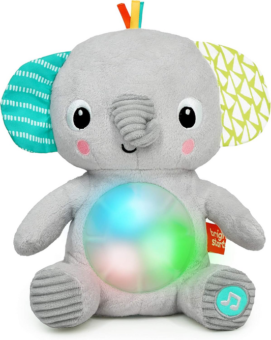 BRIGHT STARTS Huge-a-bye-Baby éléphant interactif avec musique et lumières 20 cm