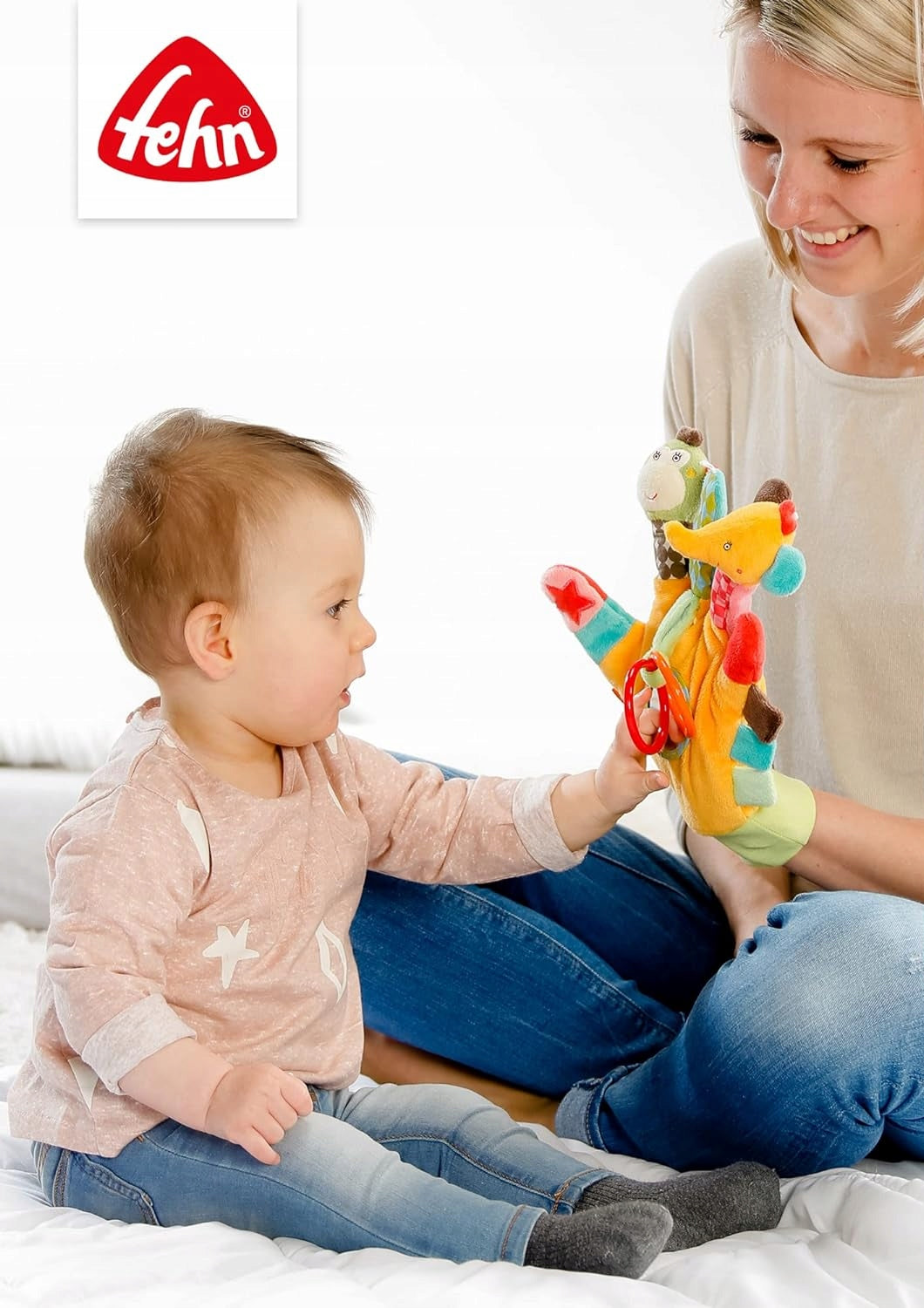 Fehn Safari sensory hand puppet with rattle
