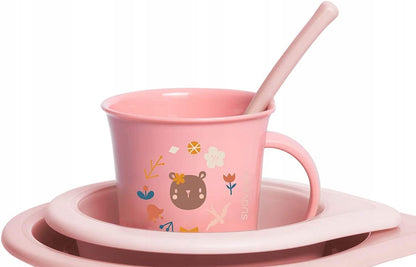 SUAVINEXSet of dishes for girls - bowl, cup, spoonage 6 +BPA and BPS freeNew condition, damaged packaging