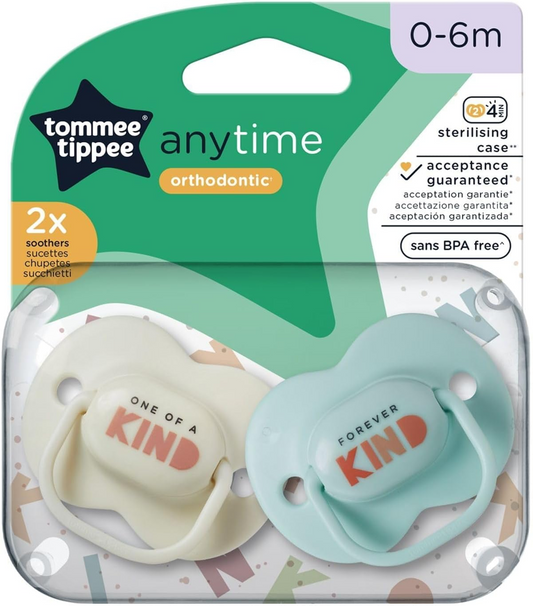 TOMMEE TIPPEE AnyTime ορθοδοντικές πιπίλες x2 0-6 μηνών