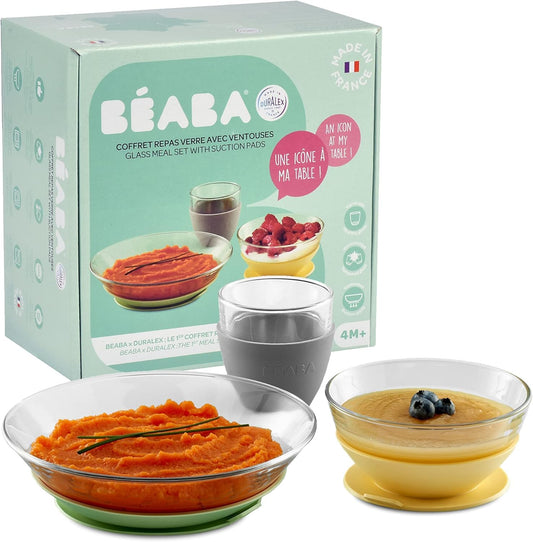 BEABA súprava riadu so silikónovou prísavkou DURALEX, 3-dielna