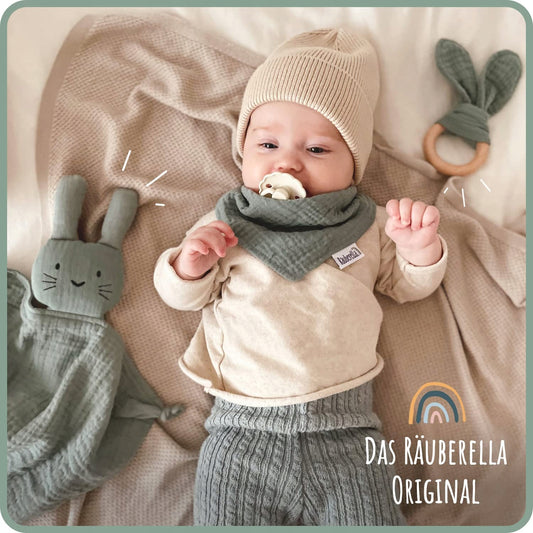 NUDU BABY sada mušelín KOMFORTER bryndák KROUŽEK NA KOUSÁNÍ