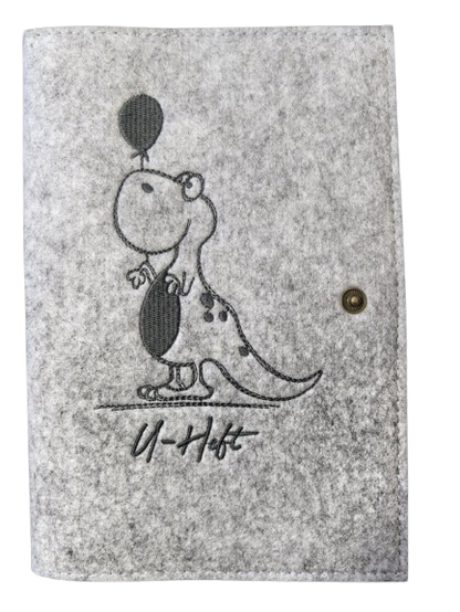 LUXDAG plstené puzdro na tehotenský preukaz DINOSAURUS, 15,5 x 23 cm