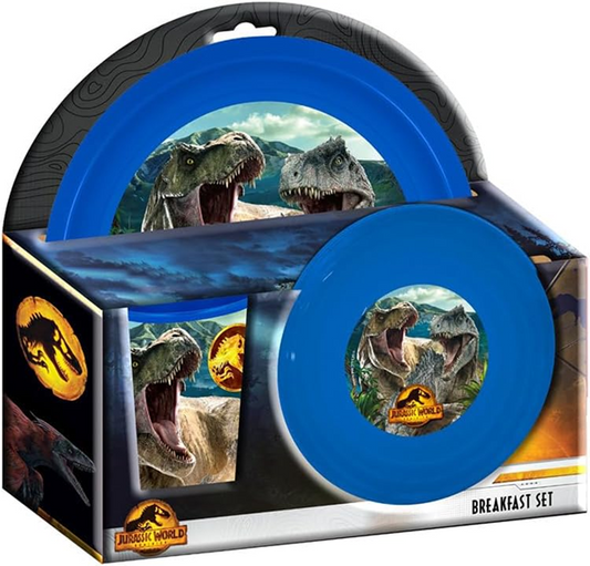 JURASSIC WORLD Frühstücksset 2 Teller und Becher 280 ml Alter 3 J.+