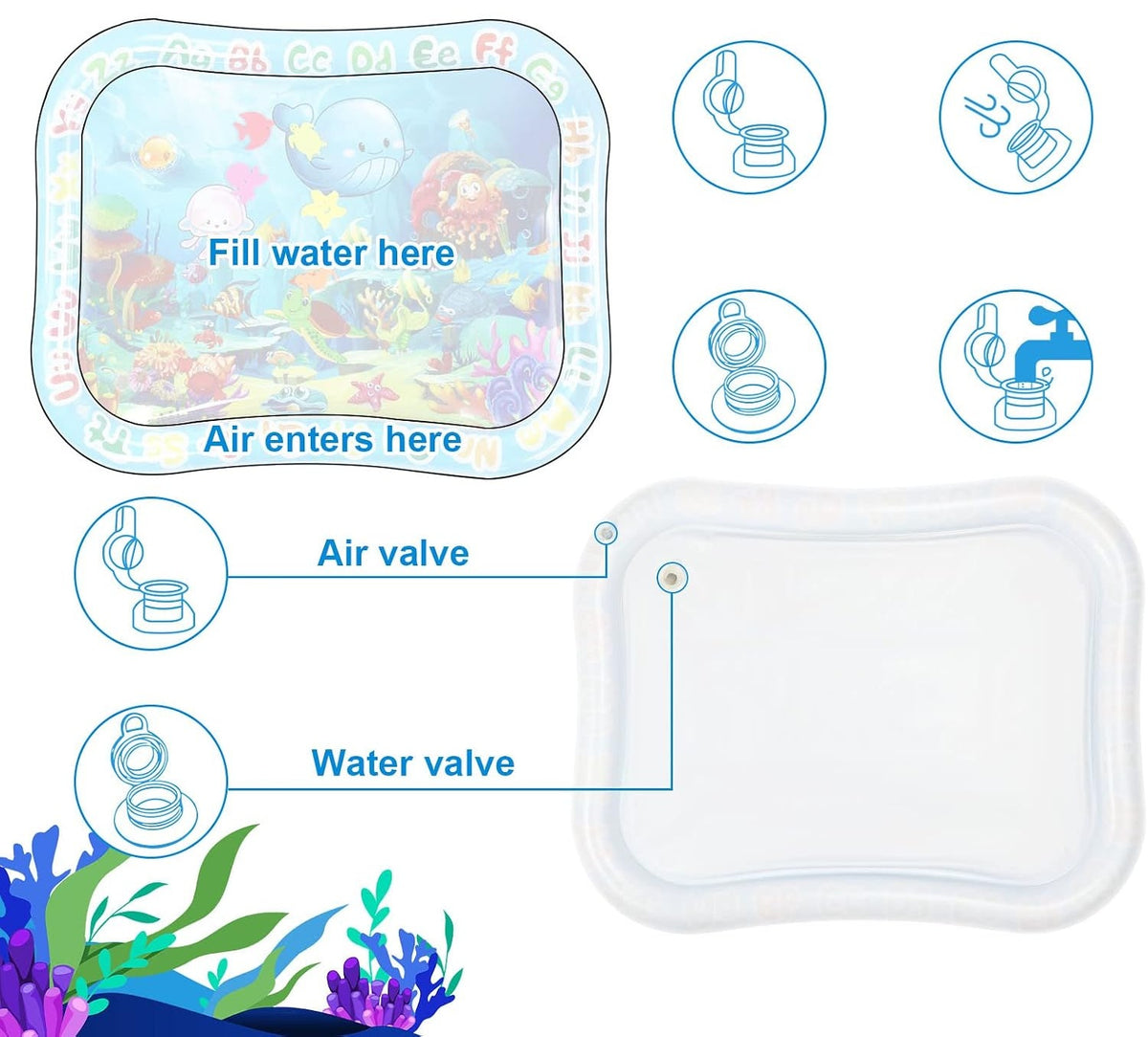 GARNHLOB tummy time water mat 75 x 95 cm SEA CREATURES – product image 3