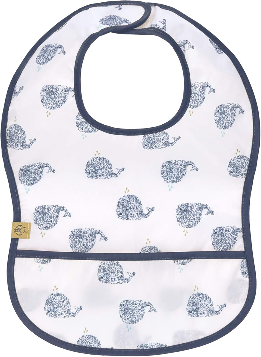 LASSIG plastic bib with hook-and-loop fastening and pocket, 6–24 months