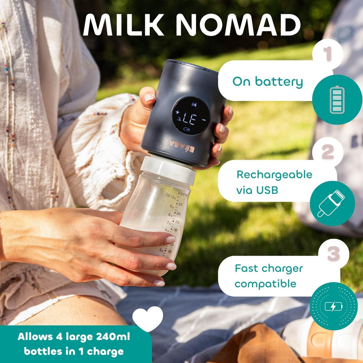 BÉABA Milk Nomad przenośny podgrzewacz do butelek – zdjęcie produktu 4