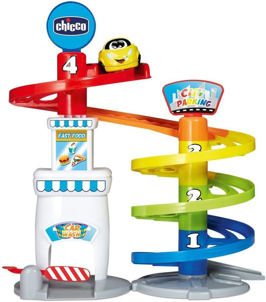 CHICCO vícepatrové parkoviště 37 cm + auto Turbo Ball