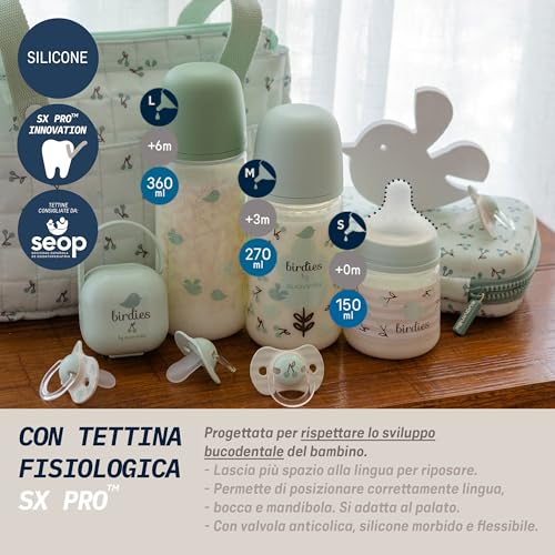 Suavinex SX Pro antikoliková kojenecká láhev 3m+ 270ml M birdies