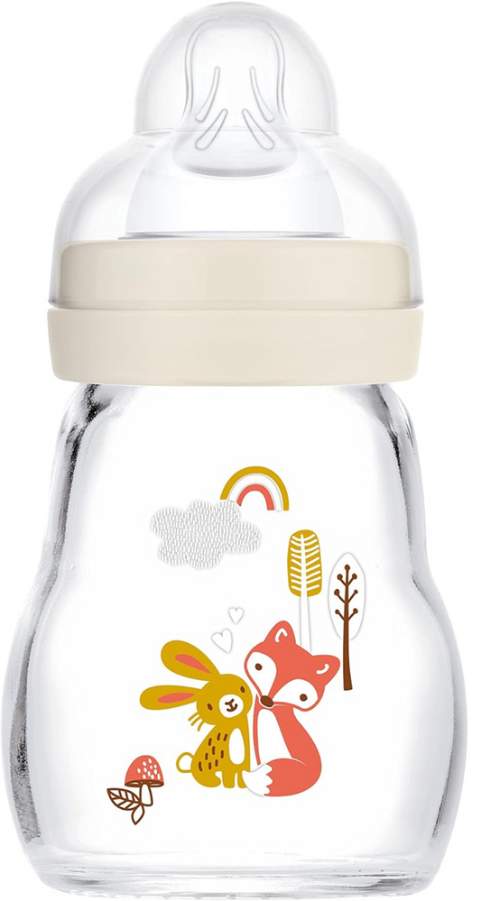 MAM Feel Good γυάλινο μπιμπερό 170 ml 0 μηνών+ θηλή 1