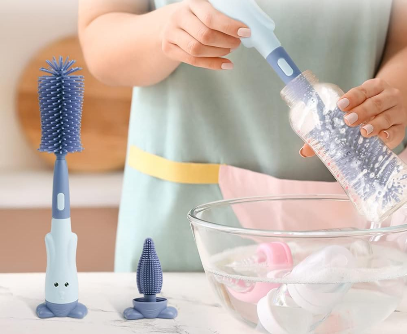 VICLOON 3v1 silikonové kartáče na čištění lahví, dudlíků a brček 28cm