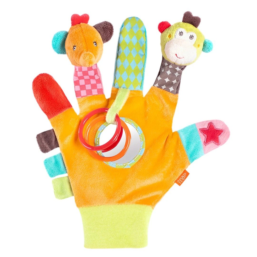 Fehn Safari sensory hand puppet with rattle