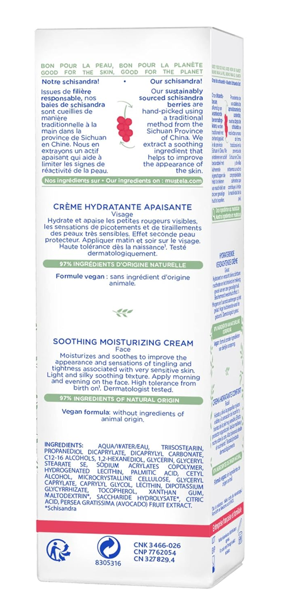 MUSTELA hydratační krém na obličej pro velmi citlivou pokožku 40ml