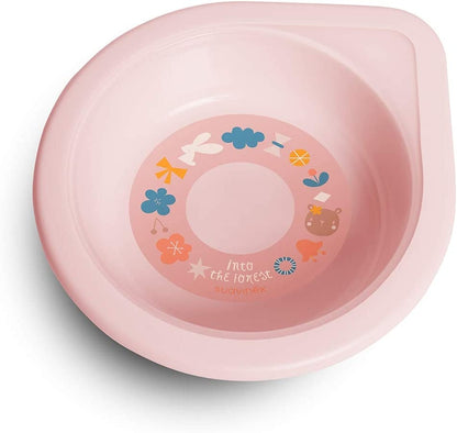 SUAVINEXSet of dishes for girls - bowl, cup, spoonage 6 +BPA and BPS freeNew condition, damaged packaging