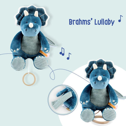 NOUKIE'S plyšák s hracím strojkem „Brahmsova ukolébavka“ TRICERATOPS 20 cm