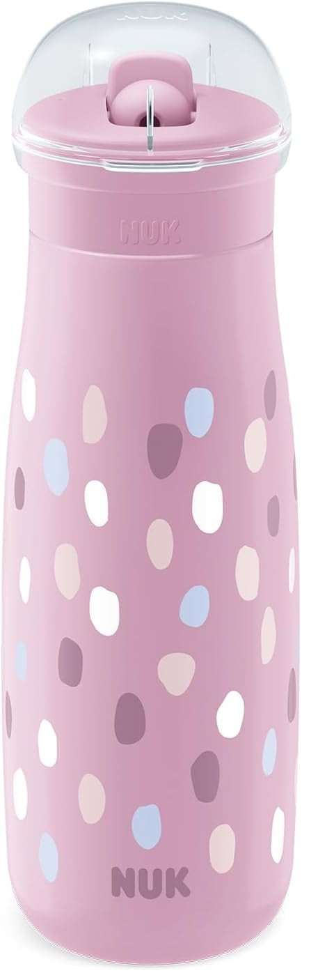 NUK Mini-Me Flip stalowa butelka ze słomką i ustnikiem 500 ml 12 m+ – różowy – zdjęcie 2