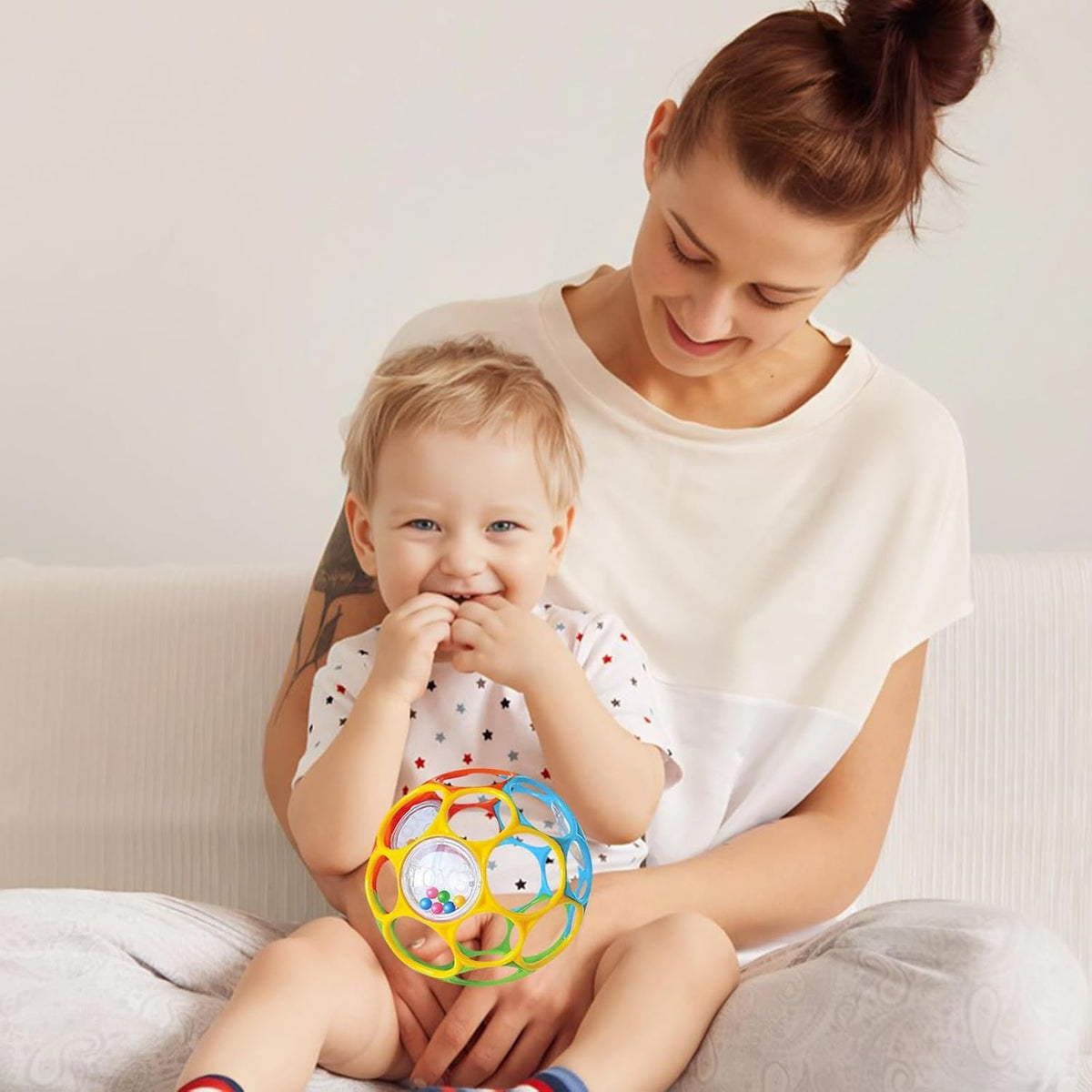 KIKUO Classic Ball teething grasping ball with rattles, 11.5 cm