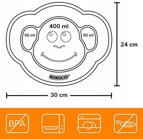 KOKOLIO non-slip placemat plate with 3 compartments
