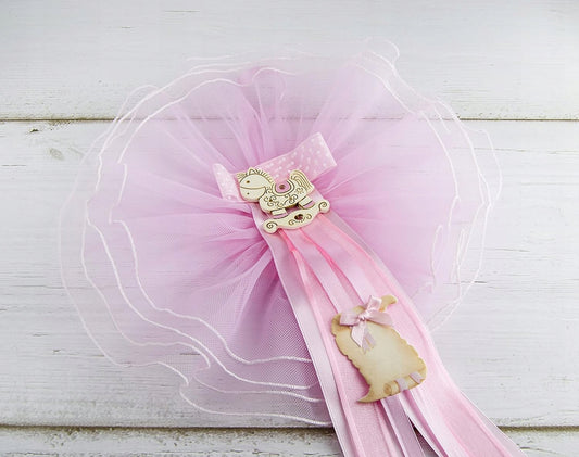 MARELI baby birth bow 32 cm ceramic tulle satin
