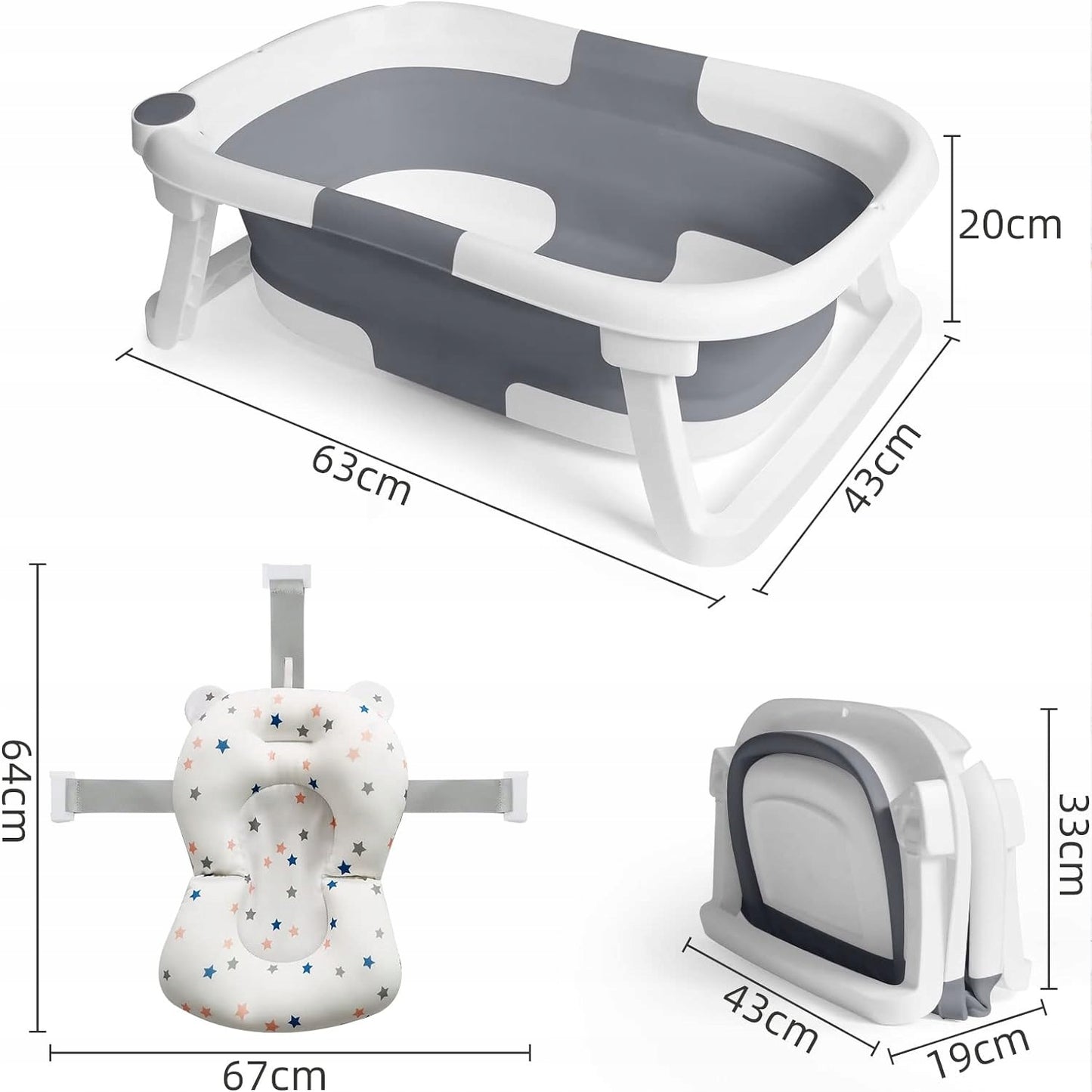 GLENMORE foldable bathtub with drain