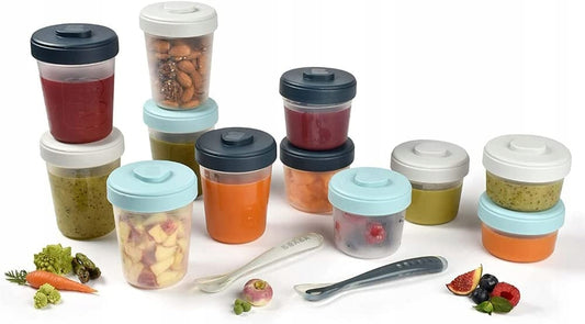 BEABA voedselcontainers 2x90 4x150 6x250, lepels