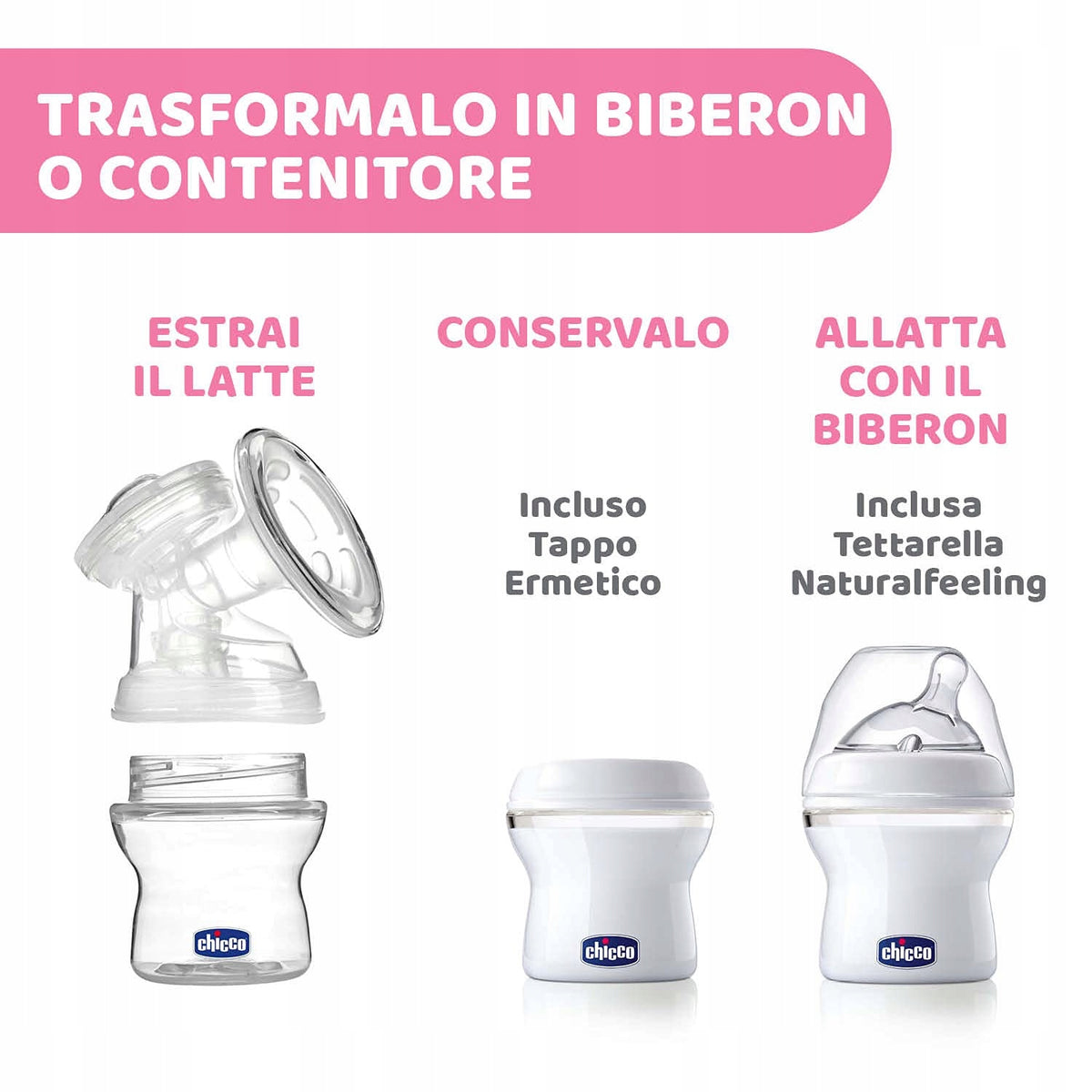 CHICCO Naturally elektromos mellszívó, rózsaszín