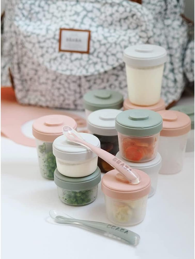 BEABA 12 containers with caps, 2 x cups