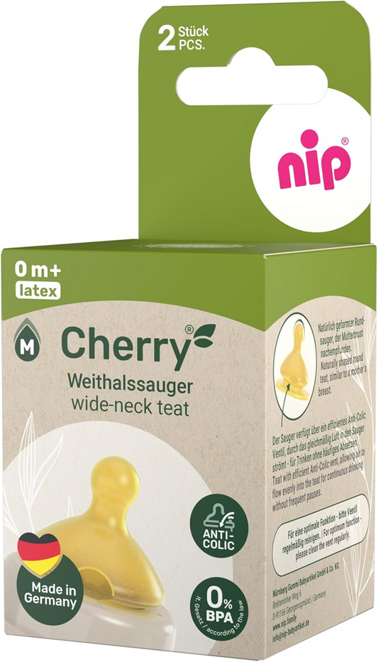NIP Cherry Green dudlík na láhev M 0+ x2 LATEX