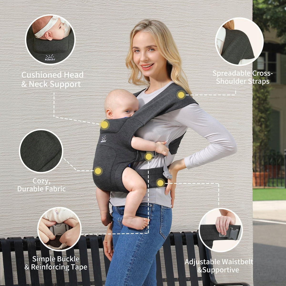 MOMTORY ergonomické nosítko 3 - 12 kg