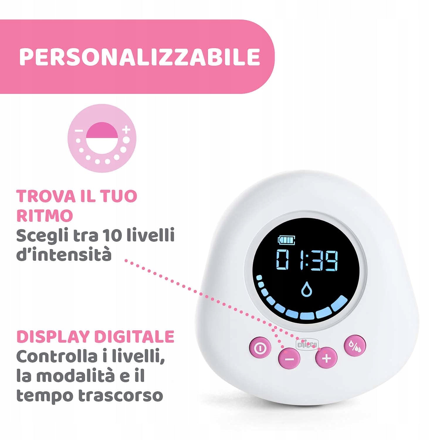 CHICCO Naturally elektromos mellszívó, rózsaszín