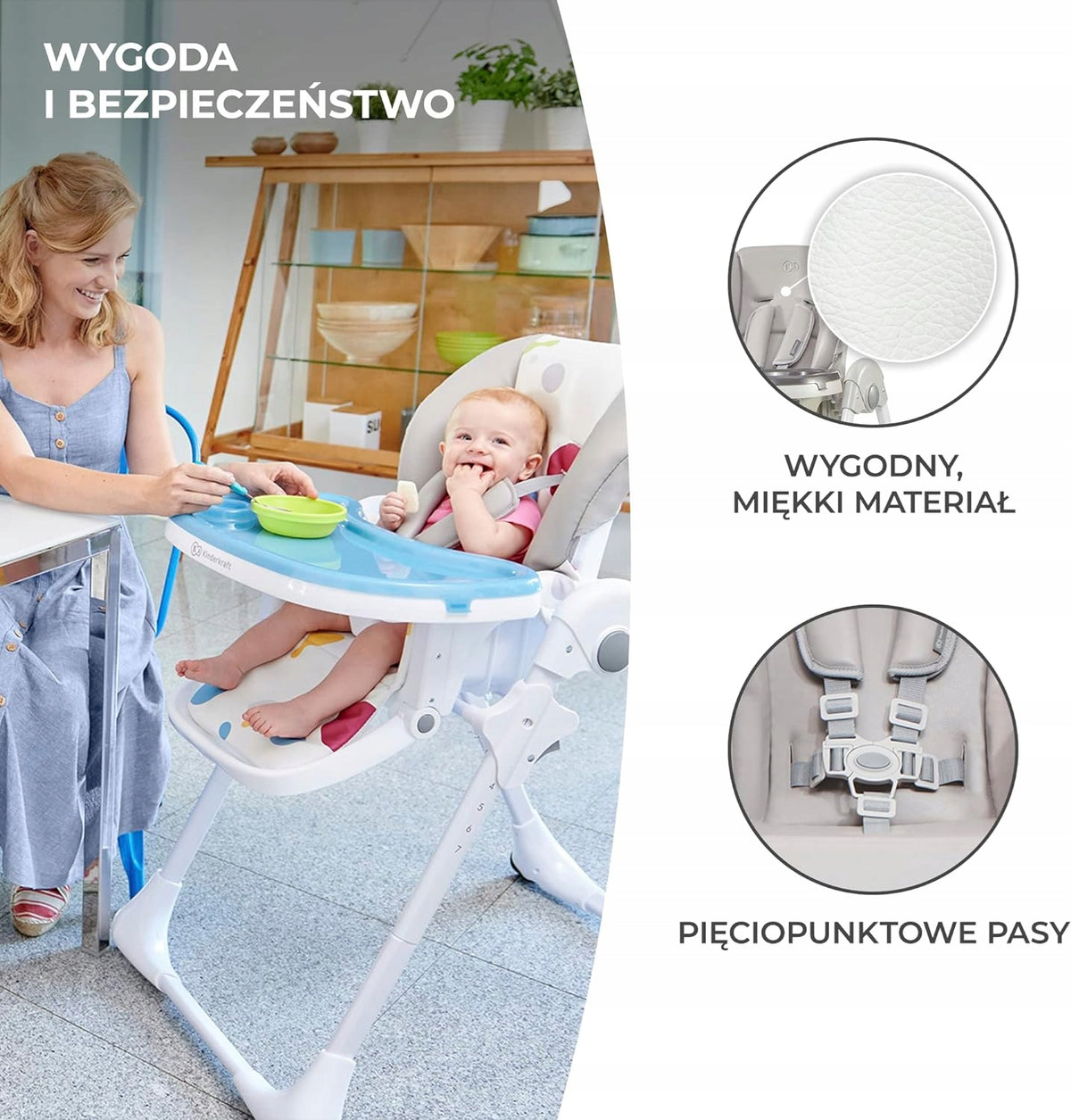 KINDERKRAFT YUMMY jídelní židlička s pultíkem