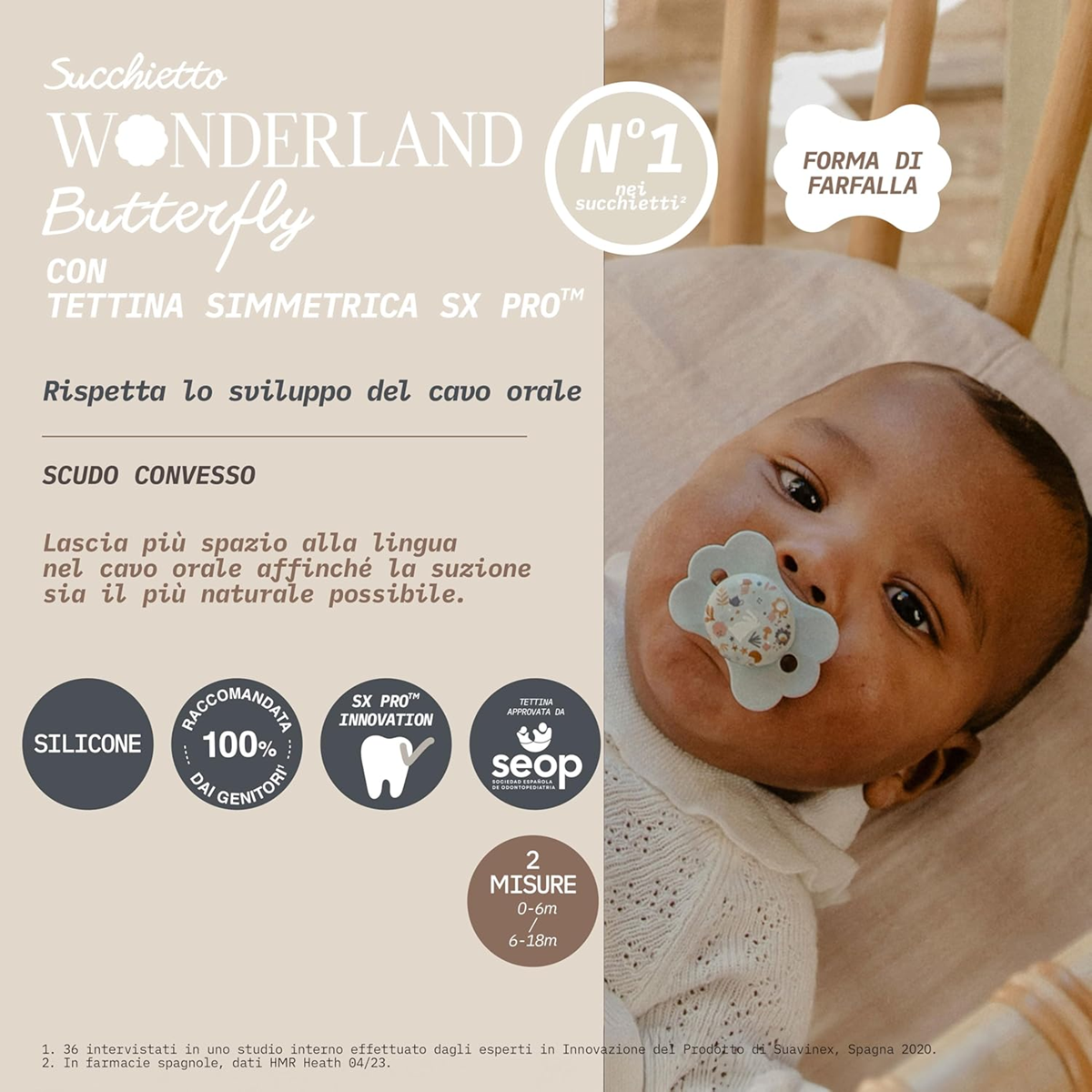SUAVINEX Wonder Butterfly uklidňující dudlík 6-18 měsíců silikon SX PRO
