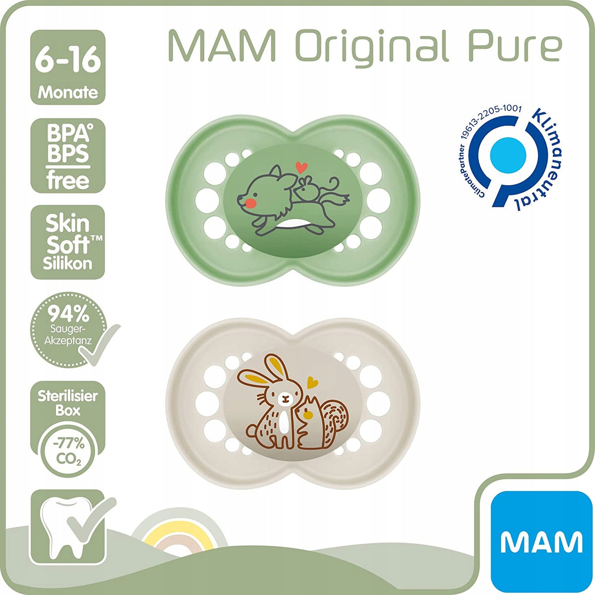 MAM PURE dudlík uklidňující x2 6-16 +box