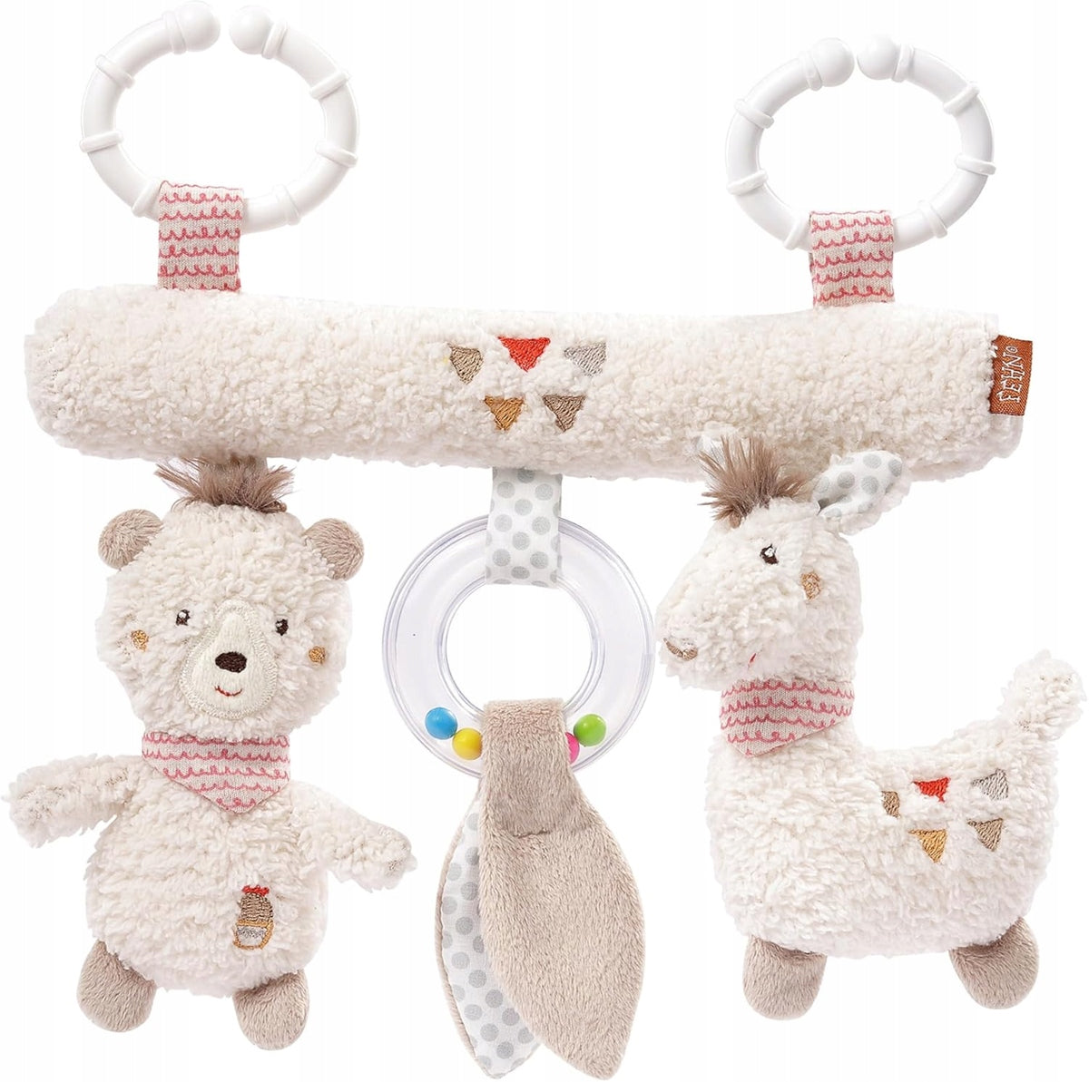 FEHN trapeze stroller hanging toy with rattle and squeaker PERU