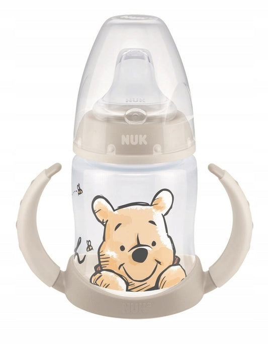 NUK Learner Cup KUBEK 150 ml wskaźnik temperatury, beżowy kubek niekapek Kubuś Puchatek z uchwytami