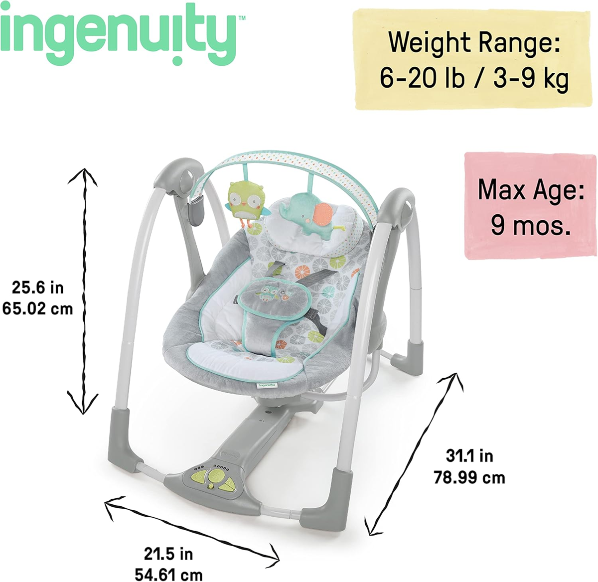 INGENUITY SWING'N GO baby swing—sound + motion