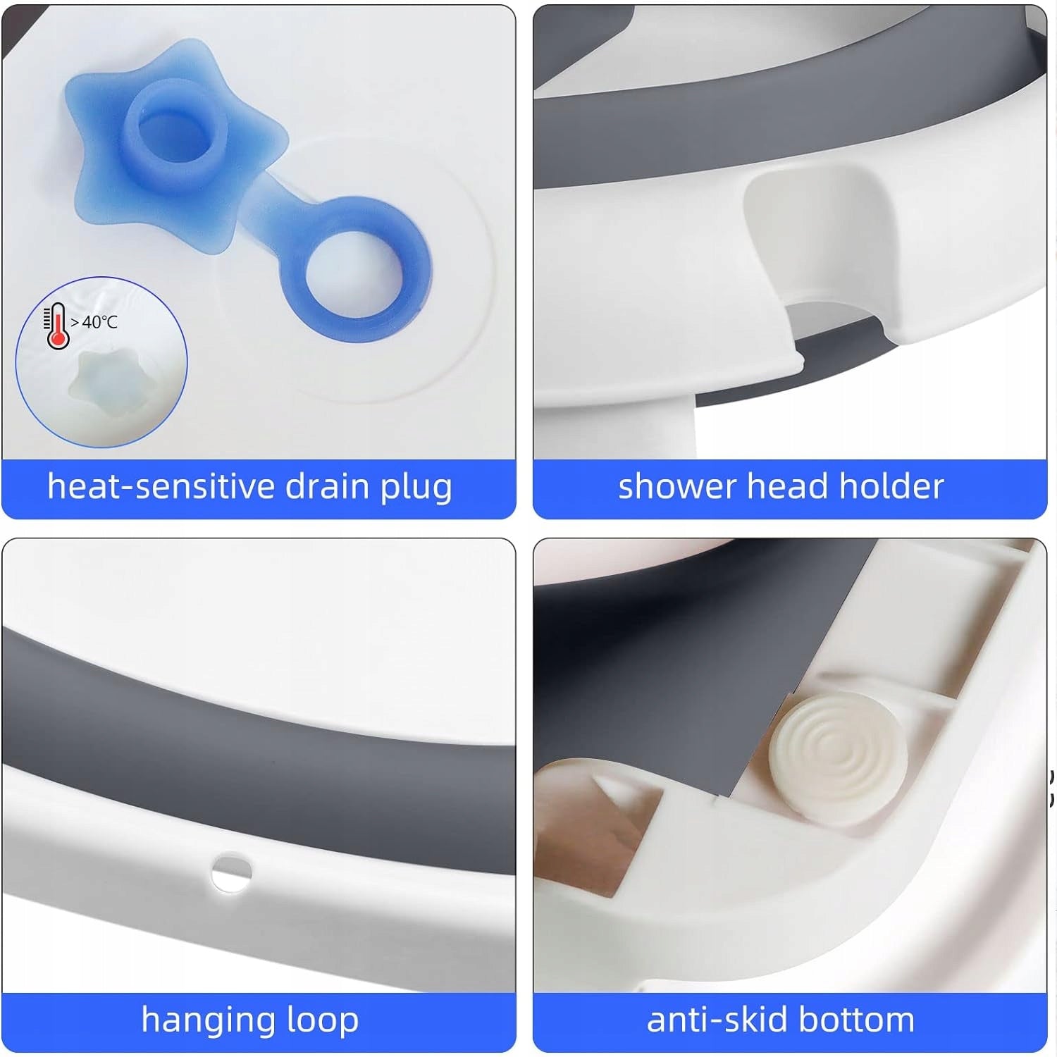 GLENMORE foldable bathtub with drain + INSERT