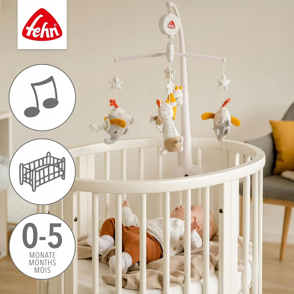 FEHN Good night carousel for a cot with elements that glow in the dark
