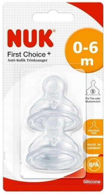 NUK First Choice+ silikonový dudlík na láhev 0-6 M 2KS
