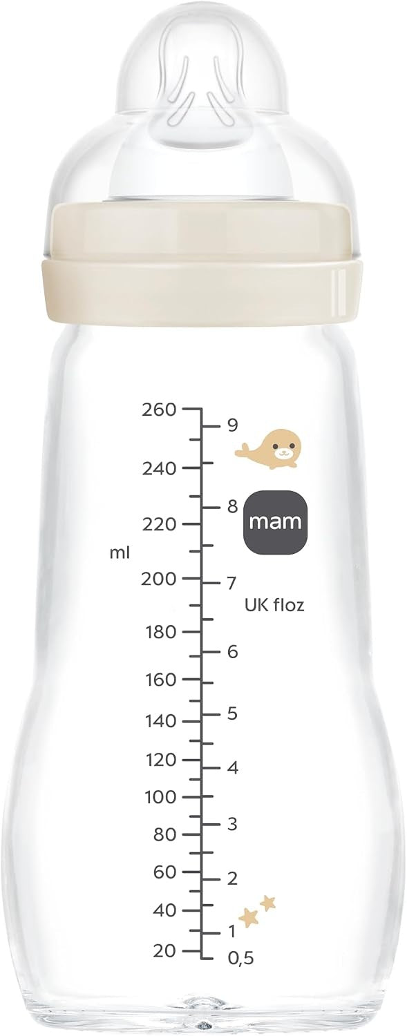 MAM Feel Good butelka szklana 260 ml 2 m+ smoczek 2 STWORZENIA MORSKIE